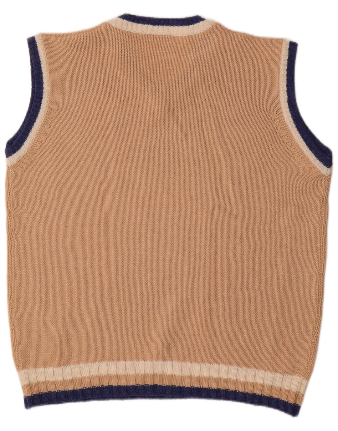 Vintage Herren Grafik Weste Tank Top Groß Beige Acryl