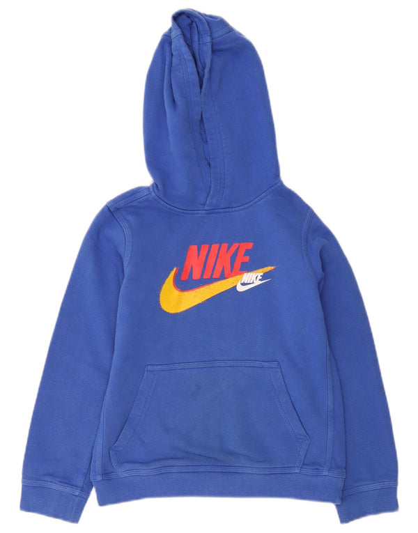 Nike Jungen-Pullover mit grafischem Kapuzenpullover, 10–11 Jahre, blaue Baumwolle