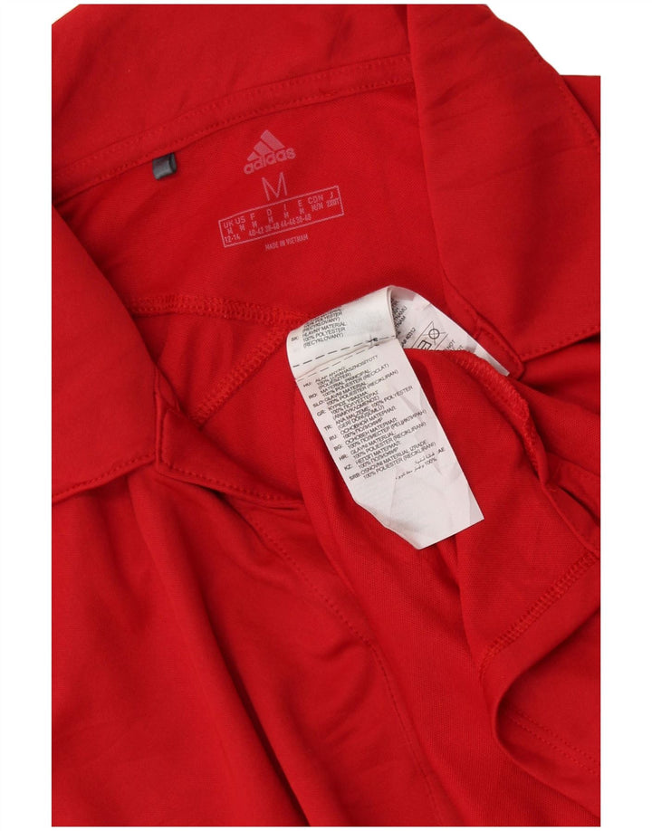 ADIDAS Damen Poloshirt UK 12/14 Mittelrotes Polyester