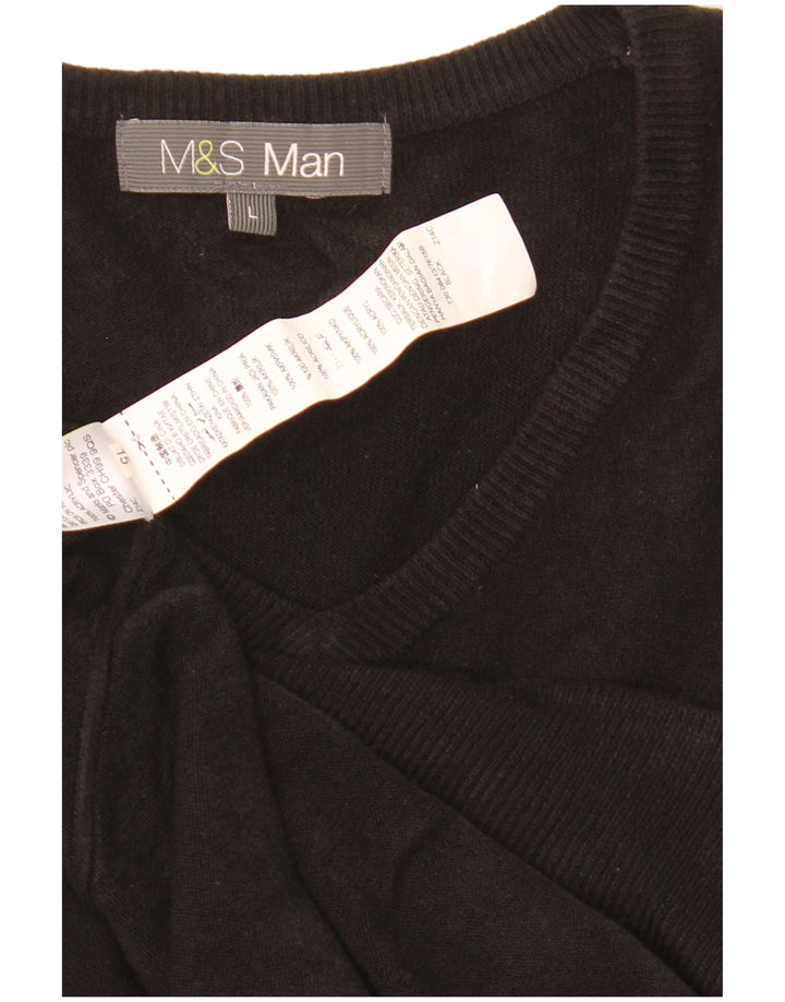 Marks & Spencer Herren-Pullover mit V-Ausschnitt, groß, Acryl, Schwarz