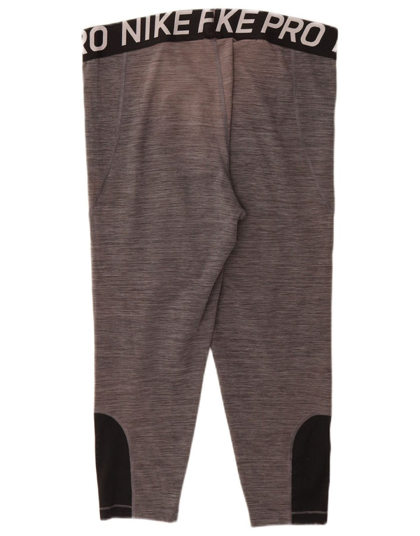 NIKE Womens Dri Fit Graphic Capri Leggings UK 20 2XL Grauer Farbblock