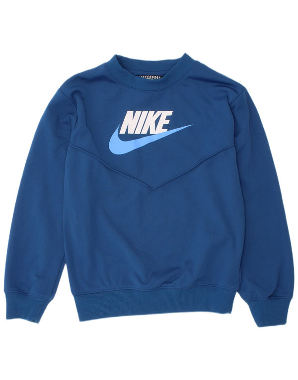 Nike Jungen-Sweatshirt mit Grafik, 7–8 Jahre, XS, blaues Polyester