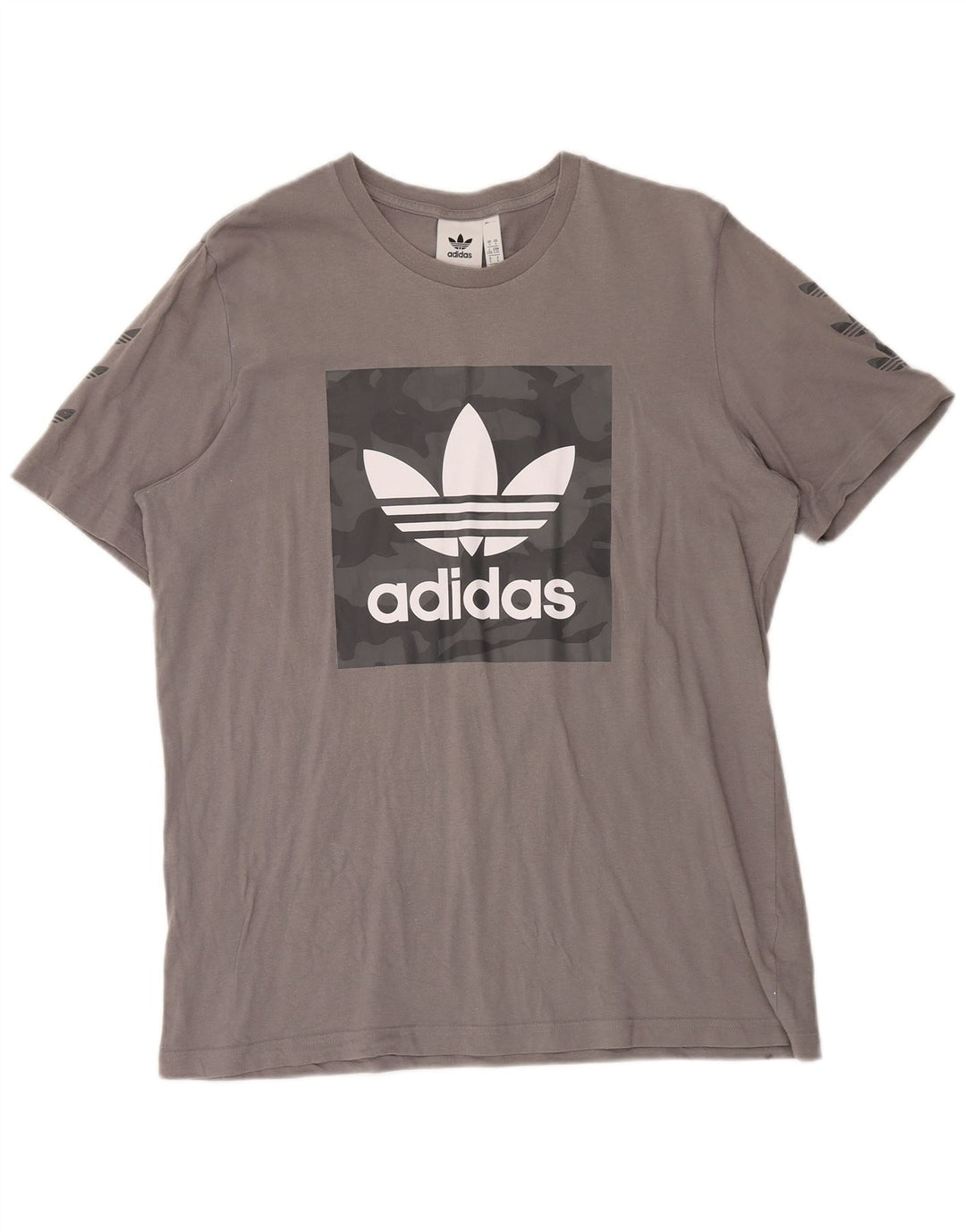 ADIDAS Herren Grafik T-Shirt Top Große graue Baumwolle