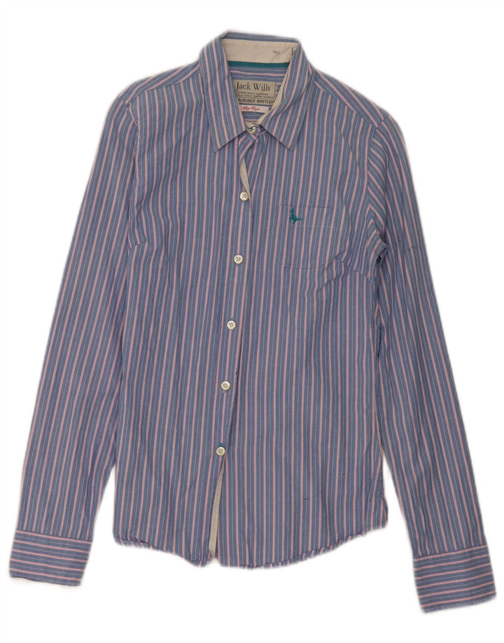 Jack Wills Damenhemd UK 8 Small Blau gestreift aus Baumwolle