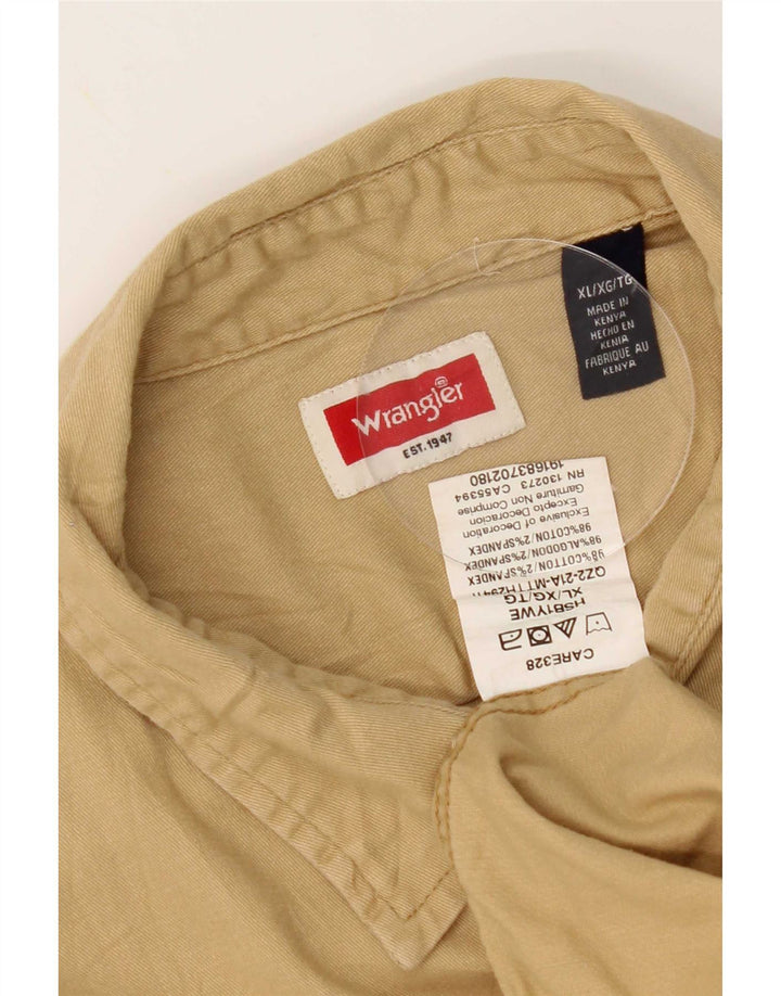 Wrangler Herren Kurzarmhemd XL Beige Baumwolle