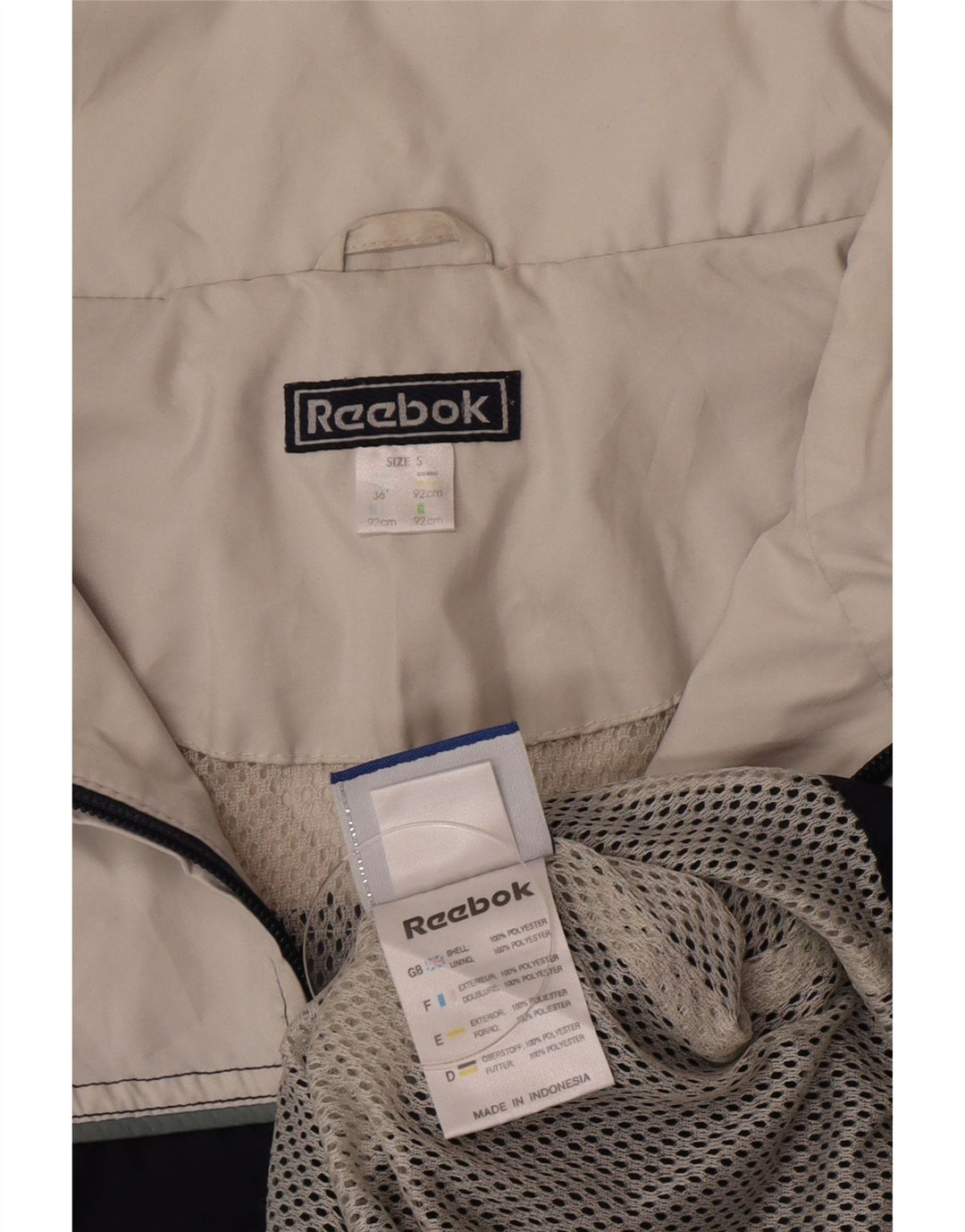 REEBOK Herren Pullover Regenjacke UK 36 Small Marineblau Farbblock