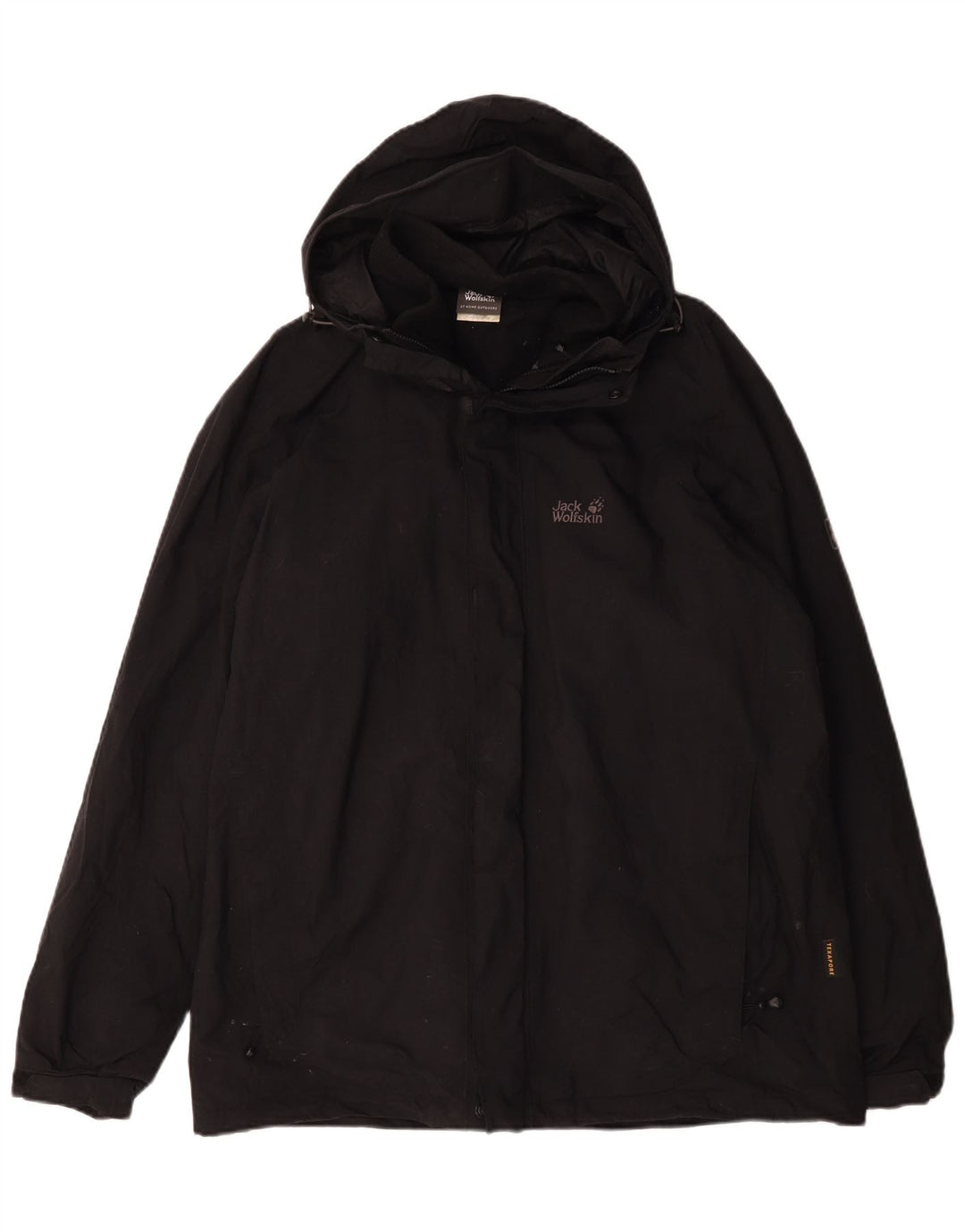 Jack Wolfskin Herren-Windbreakerjacke mit Kapuze, UK 44/46 XL, schwarzes Polyester