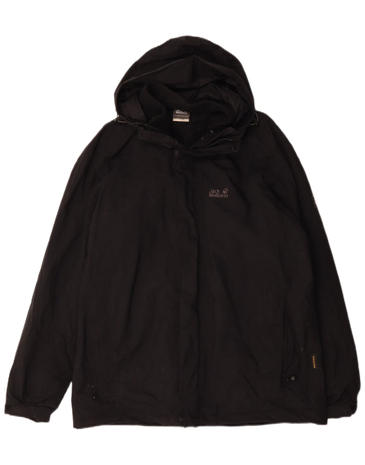 Jack Wolfskin Herren-Windbreakerjacke mit Kapuze, UK 44/46 XL, schwarzes Polyester