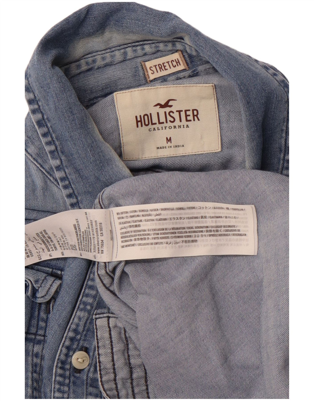 HOLLISTER Herren-Jeanshemd aus mittelblauer Baumwolle