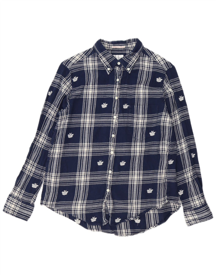 GANT Flanellhemd für Damen, UK 14, mittelmarineblau, kariert, Baumwolle