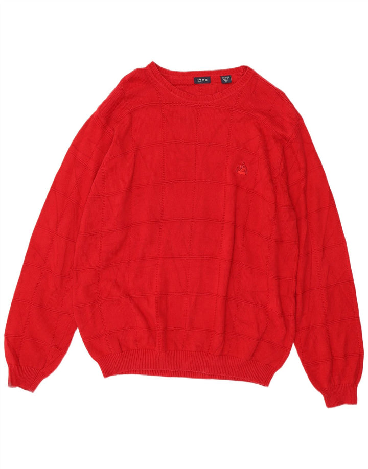 Izod Herren-Pullover mit Rundhalsausschnitt, XL, rote Baumwolle