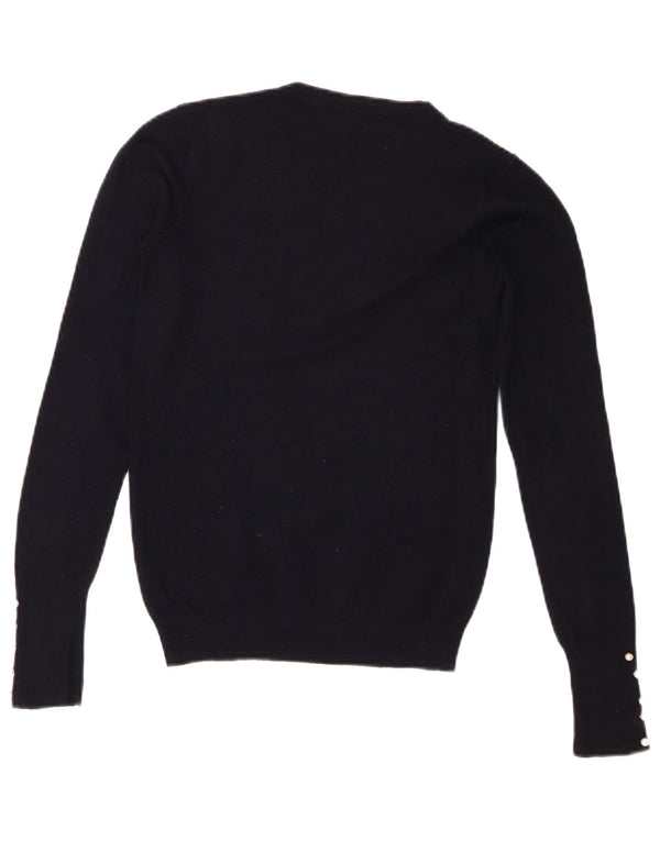 Zara Damen-Pullover mit Rundhalsausschnitt, UK 10, Größe S, Marineblau, Viskose