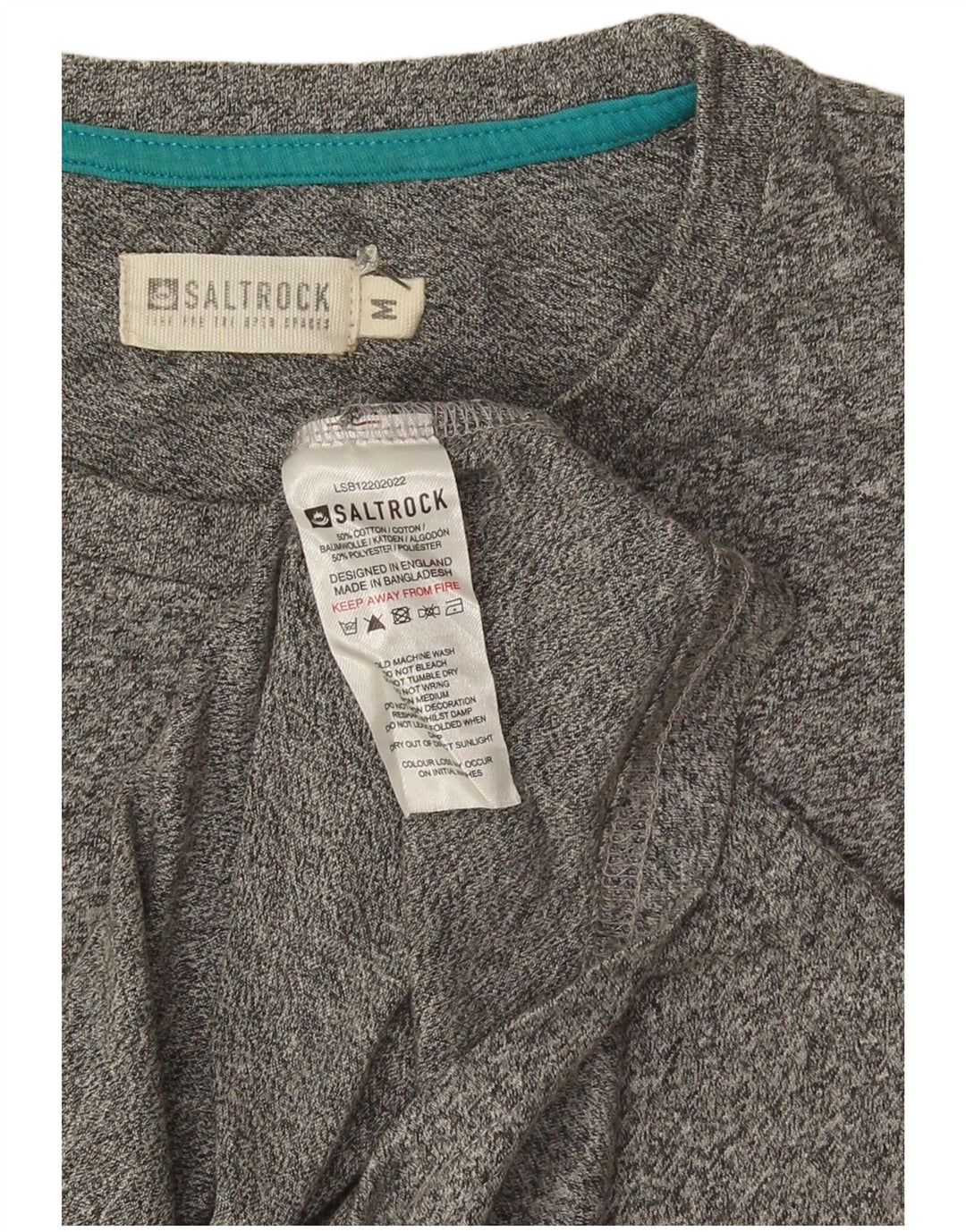 Saltrock Herren-Grafik-T-Shirt, langärmelig, mittelgrau gesprenkelte Baumwolle