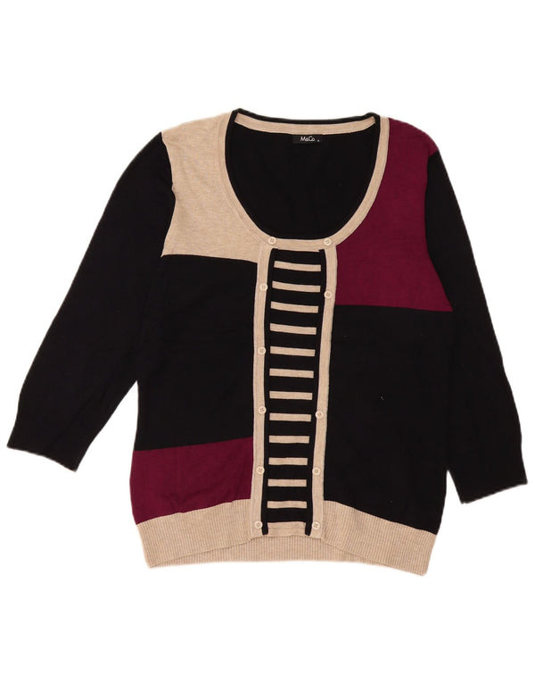 M&Co Damen-Pullover mit U-Boot-Ausschnitt, UK 14, Mittelschwarz, Farbblock