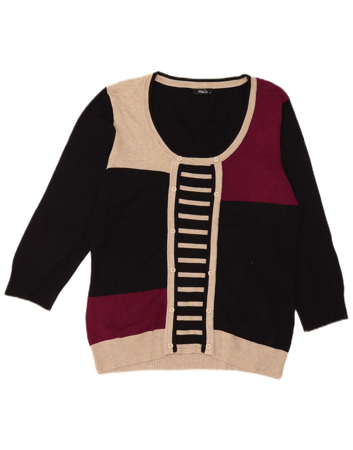 M&Co Damen-Pullover mit U-Boot-Ausschnitt, UK 14, Mittelschwarz, Farbblock