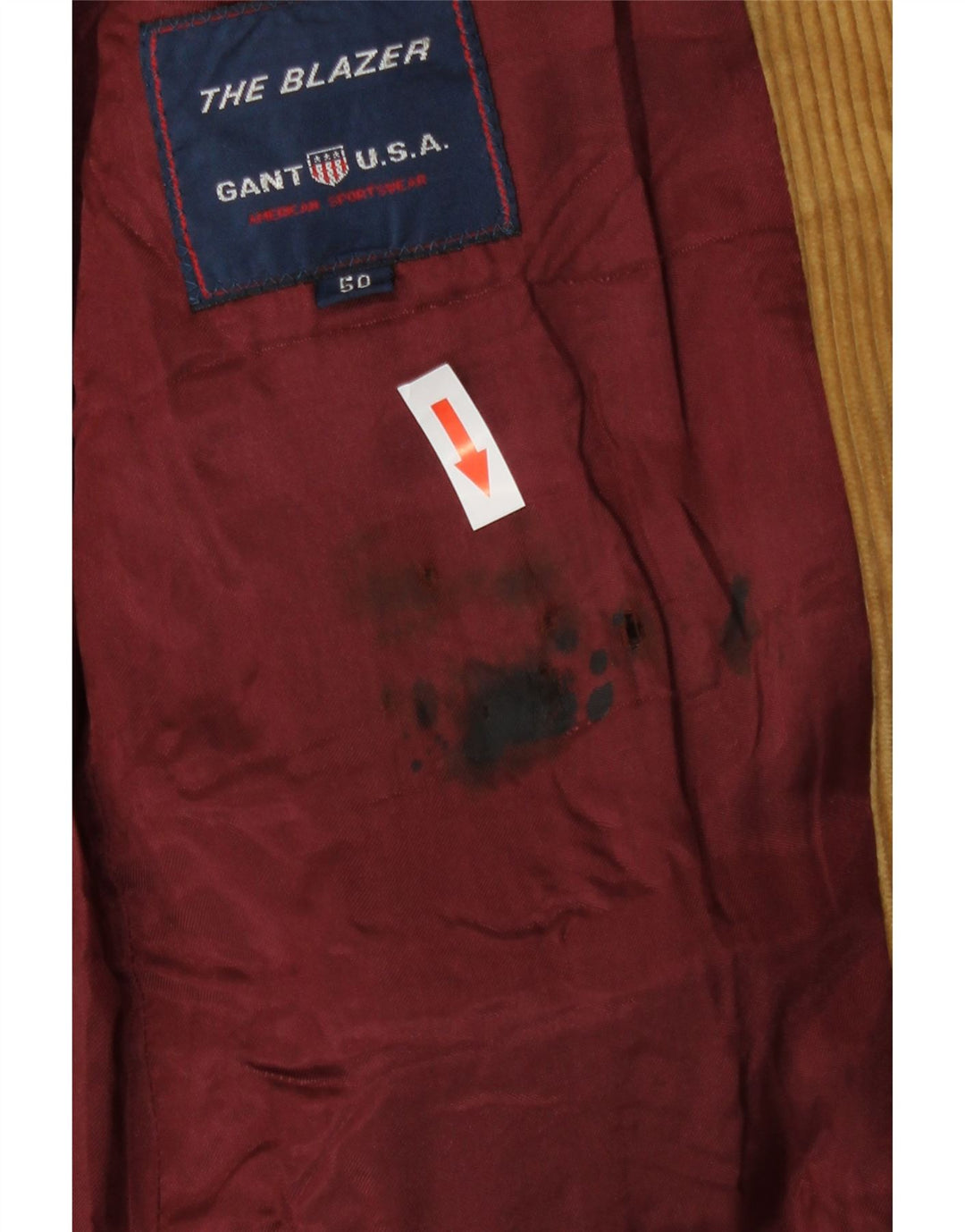 Gant Herren-Blazer aus Cord mit 3 Knöpfen, IT 50, große Beige-Baumwolle