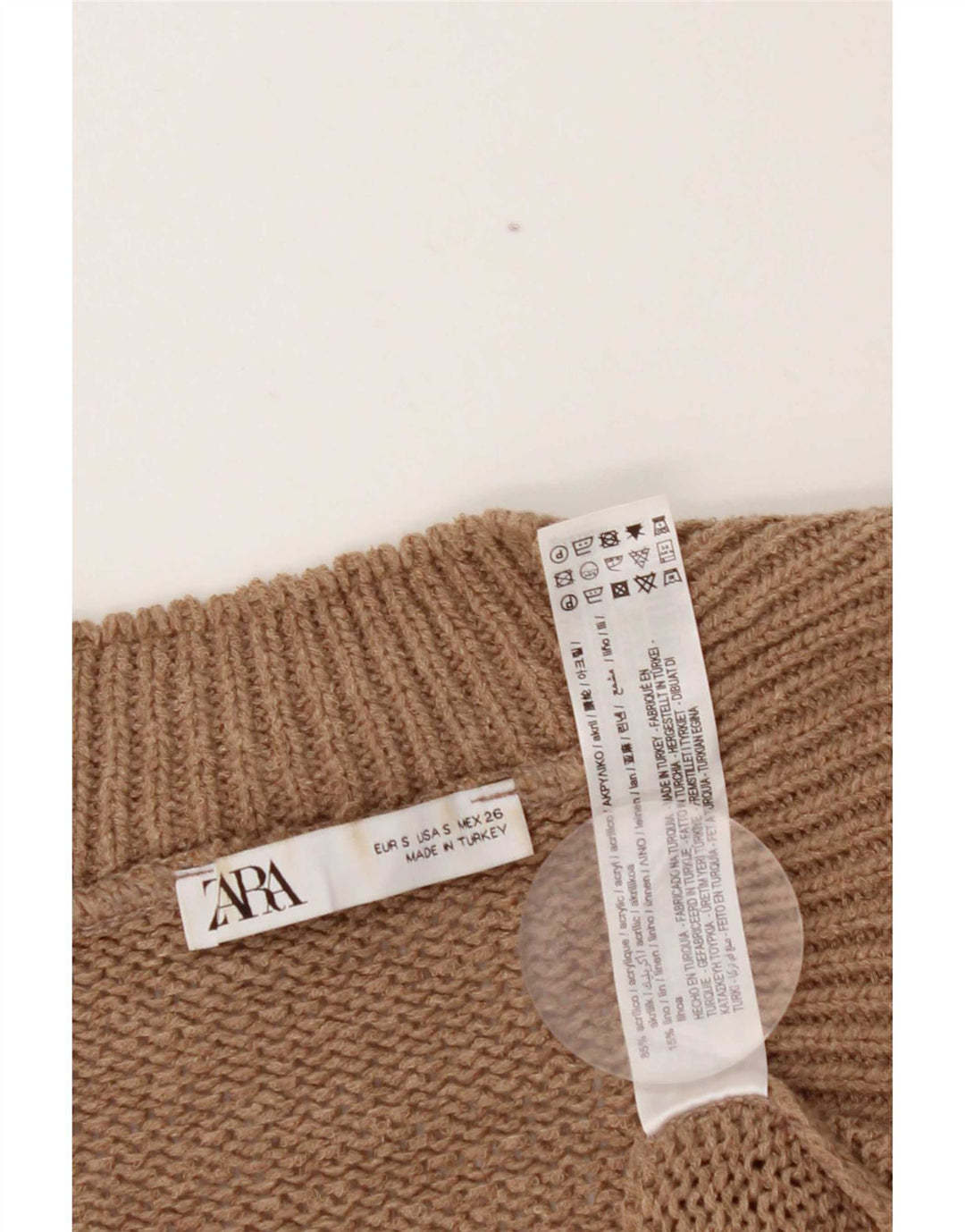 Zara Damen-Oversize-Weste-Tanktop UK 10 Small Braunes Acryl