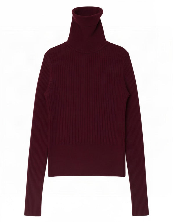 Zara Damen Crop Rollkragenpullover Pullover UK 12 Mittleres Burgunderrot Viskose
