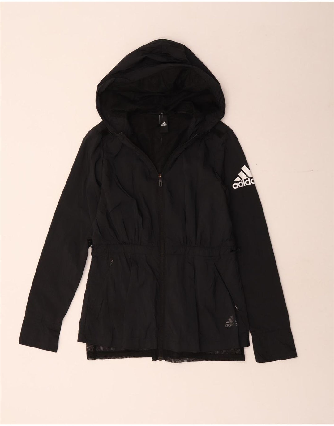 Adidas Damen Regenjacke mit Kapuze UK 10 Small Schwarz Polyamid