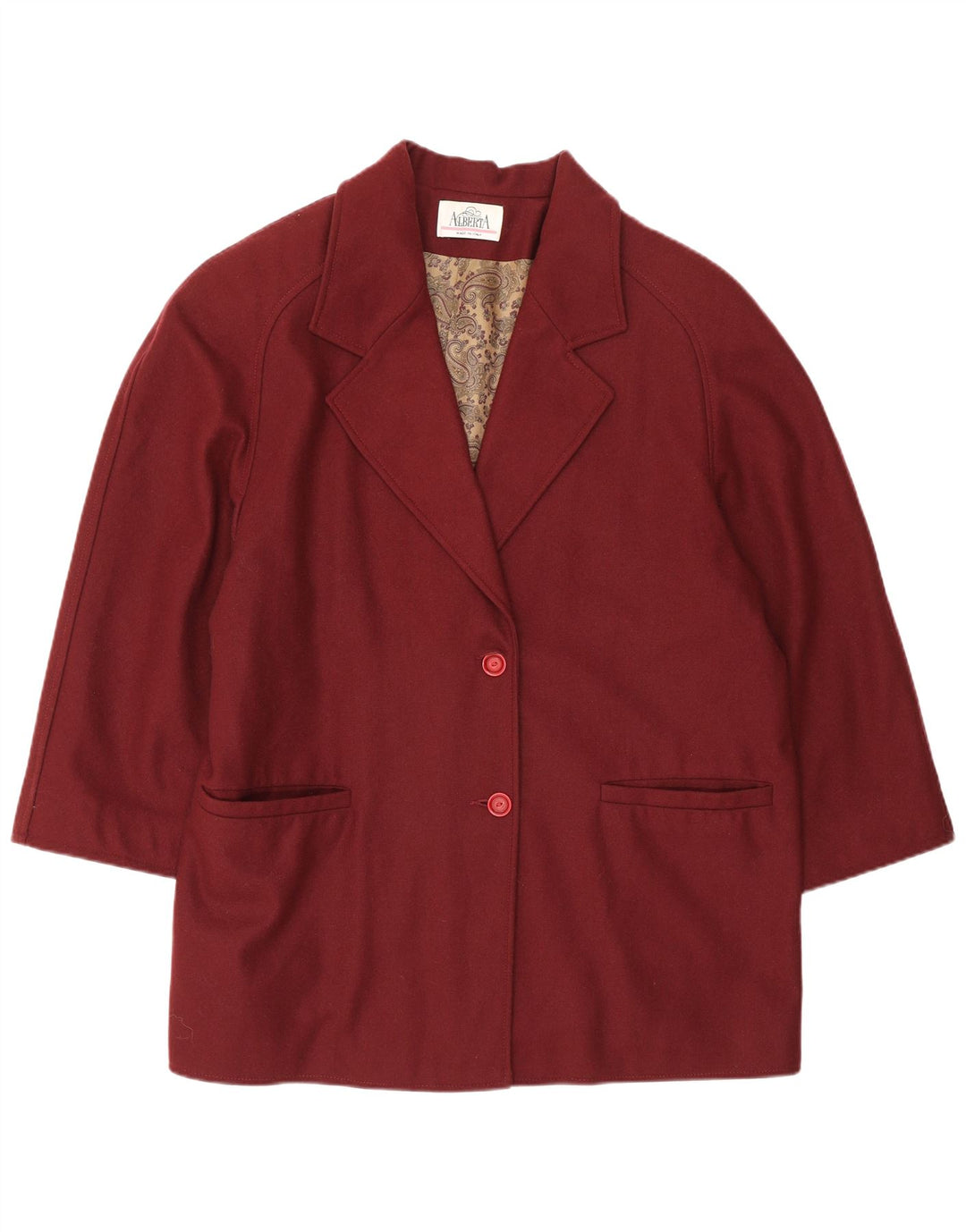 Vintage Damen übergroße 3/4-Ärmel-Blazer-Jacke IT 49 XL Burgund
