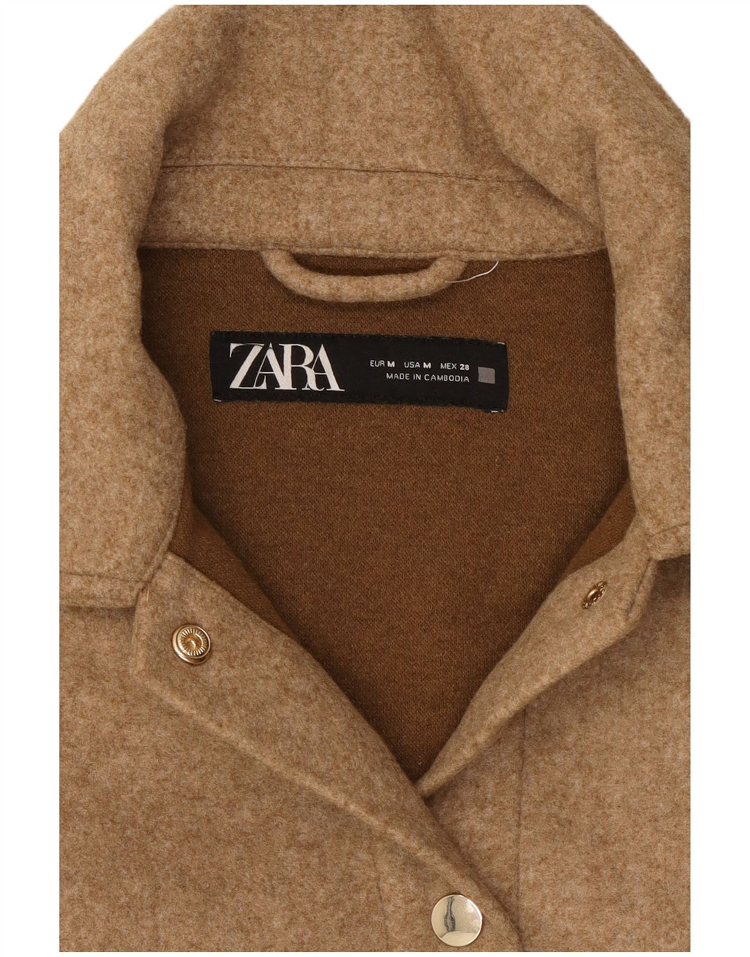 Zara Damen Lumberjack Flanellhemd UK 14 Medium Beige Polyester