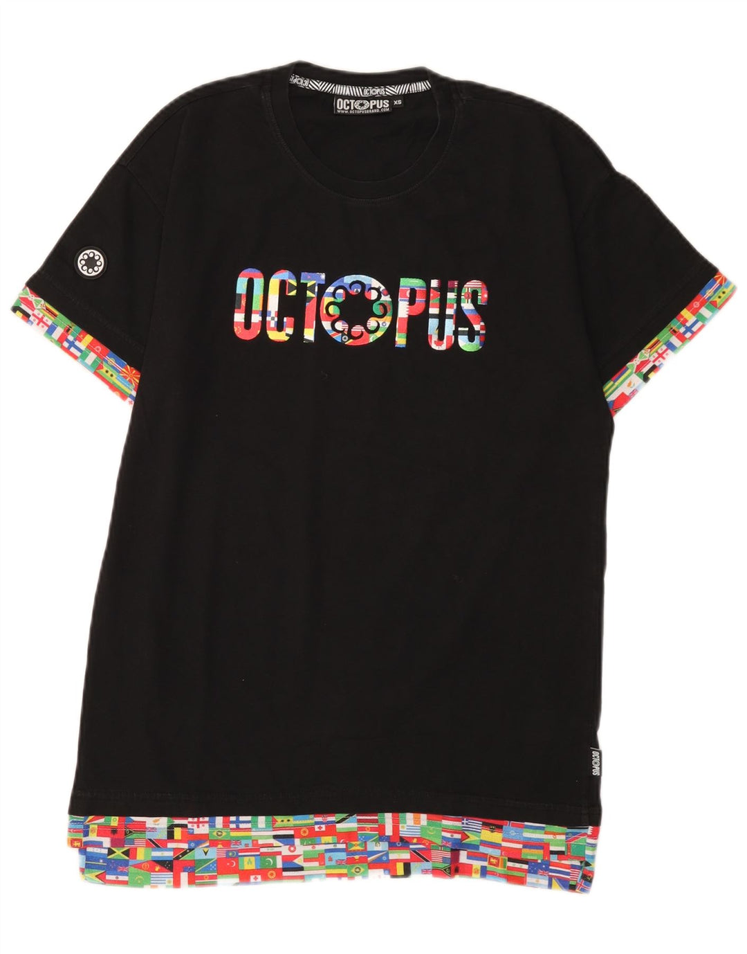 Octopus Herren Grafik T-Shirt Top XS Schwarz Geometrisch
