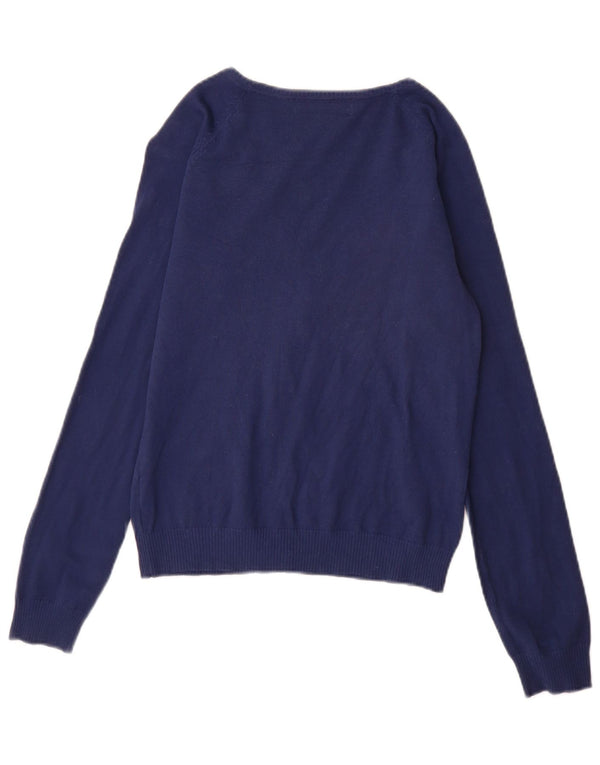 Zara Damen-Cardigan-Pullover UK 14 Große marineblaue Baumwolle