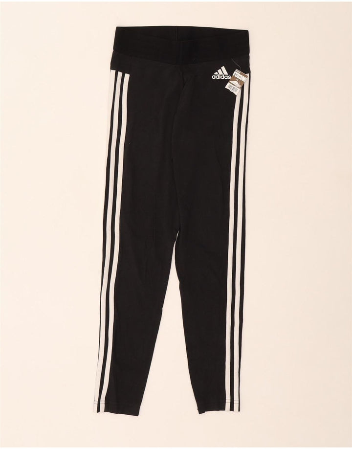 ADIDAS Womens Crop Leggings UK 10 Small  Black Cotton