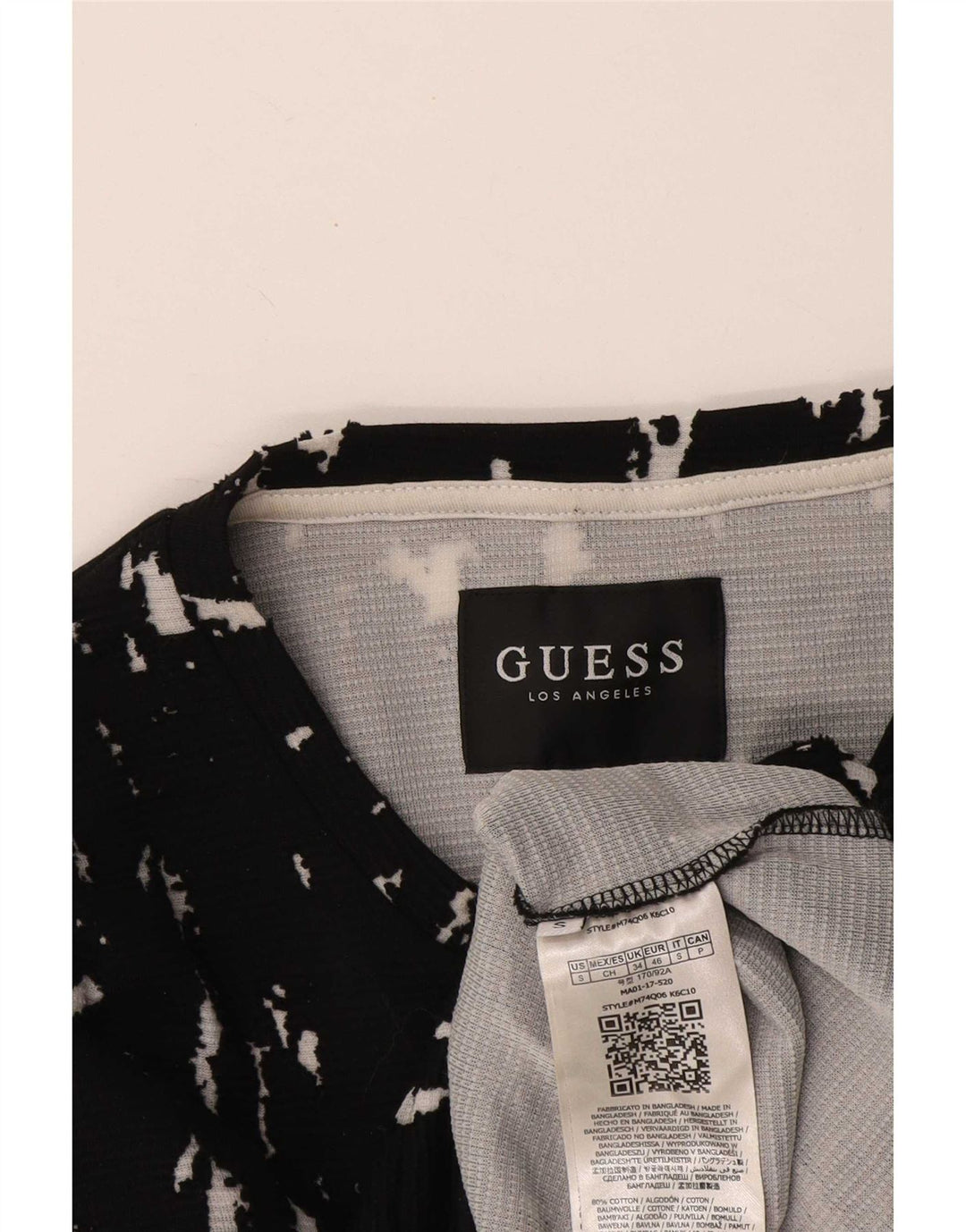 Guess Herren-Sweatshirt mit abstraktem Muster, Größe S, Schwarz, Baumwolle
