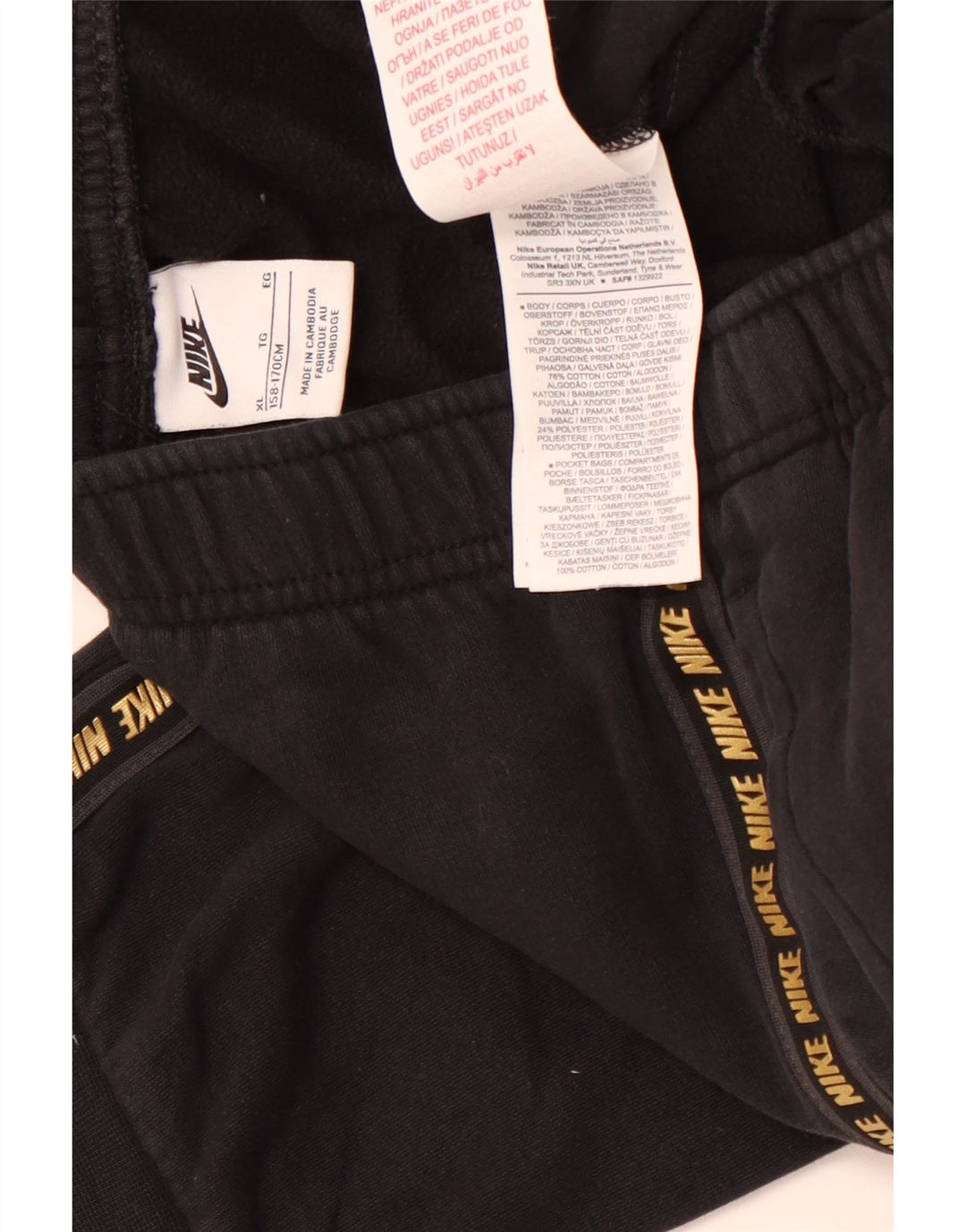 NIKE Mädchen-Trainingsanzug mit Grafik, Jogginghose, 13–14 Jahre, XL, schwarze Baumwolle