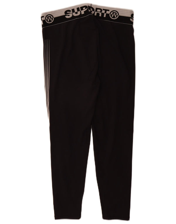 Superdry Damen Crop Graphic Leggings UK 16 Large Schwarz Colourblock