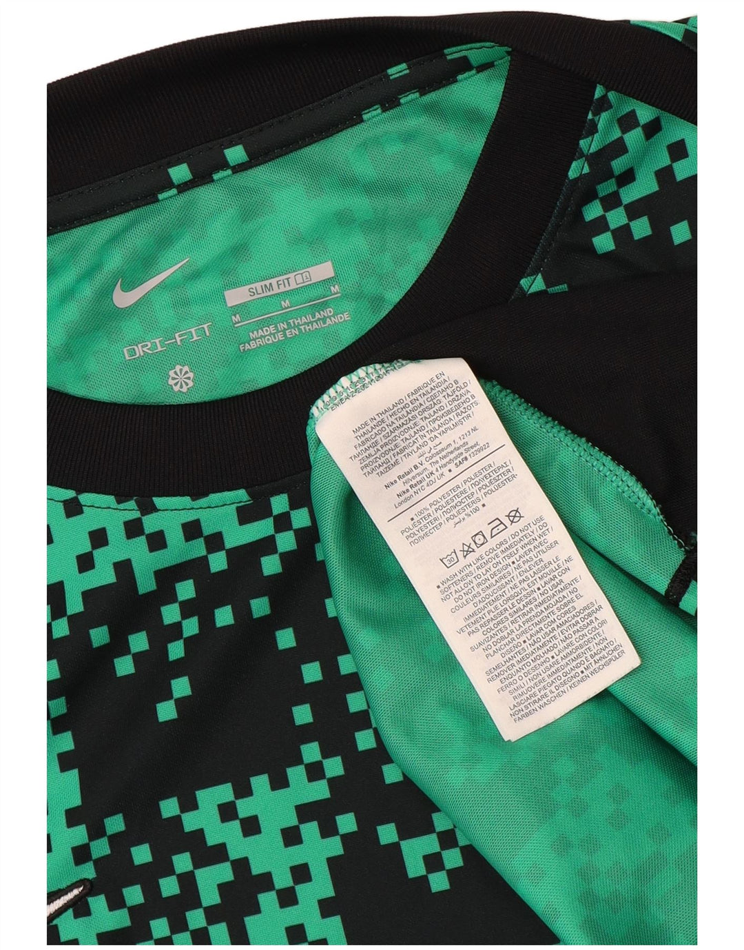 Nike Herren Dri Fit Abstraktes Muster Slim T-Shirt Top Mittelgrünes Polyester