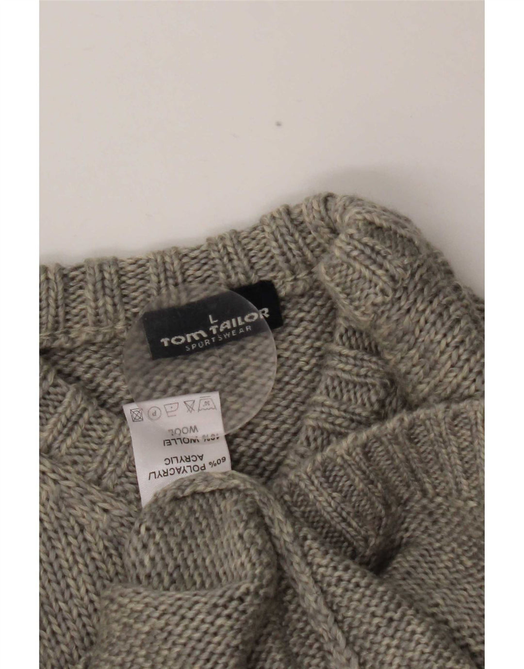 Tom Tailor Damen-Pullover mit V-Ausschnitt, UK 16, Größe L, Grau, Farbblock