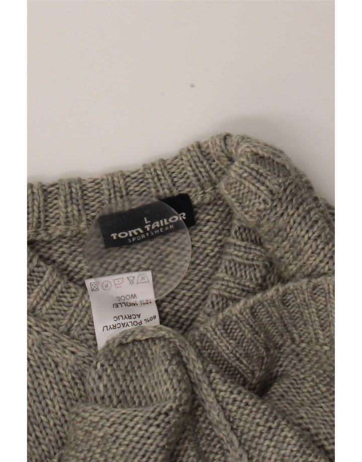 Tom Tailor Damen-Pullover mit V-Ausschnitt, UK 16, Größe L, Grau, Farbblock