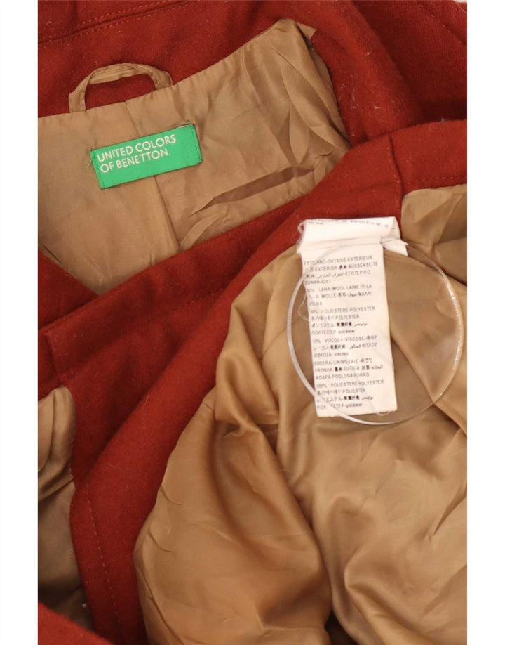 Benetton Damen Pea Coat UK 14 Große braune Wolle