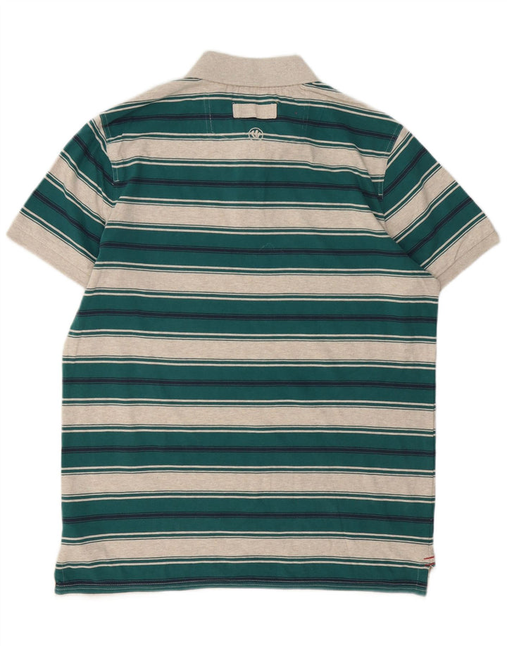 Fat Face Herren-Poloshirt aus mittelgrün gestreifter Baumwolle