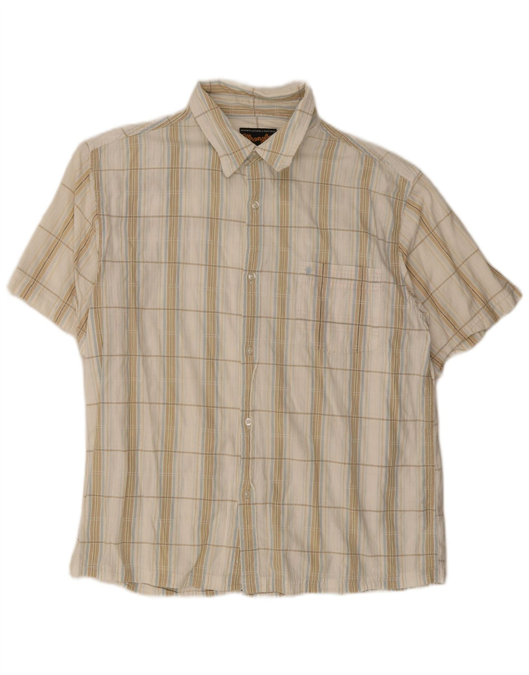 Wrangler Herren-Kurzarmhemd XL, weiß kariert, Baumwolle