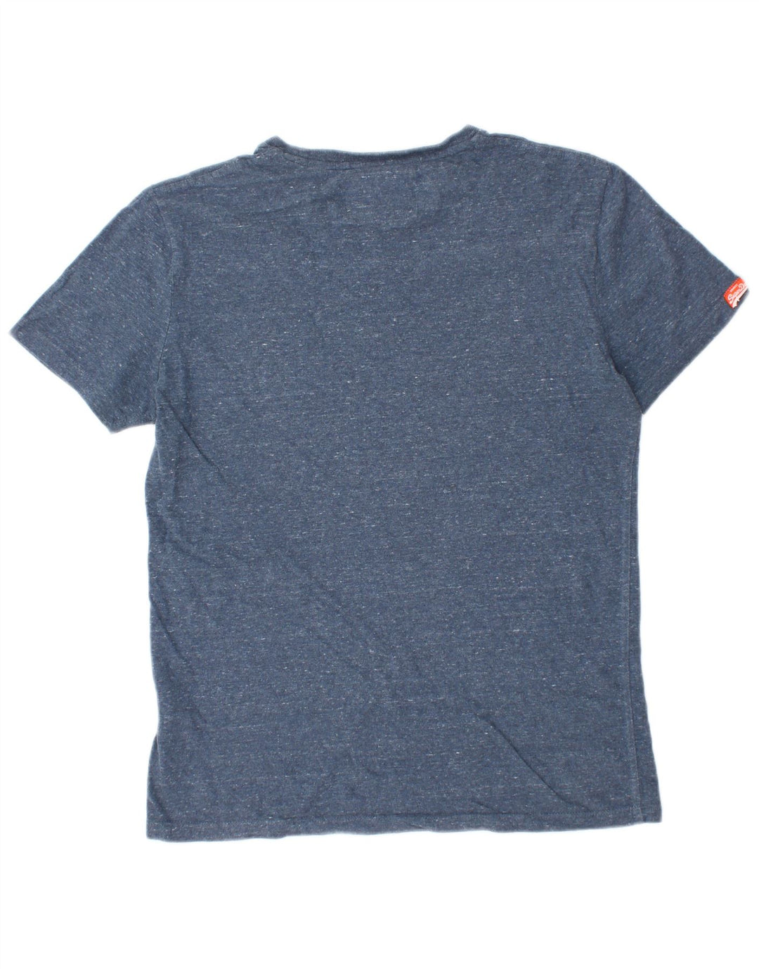SUPERDRY Herren-T-Shirt-Oberteil aus mittelblauer, gesprenkelter Baumwolle