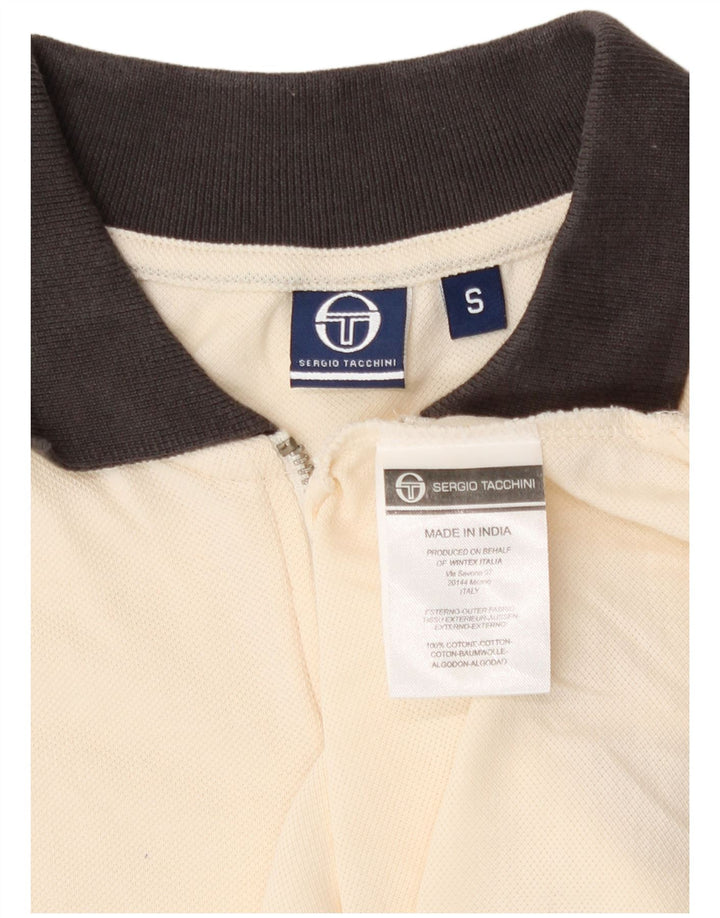 Sergio Tacchini Damen Poloshirt UK 10 Small Off White Colourblock