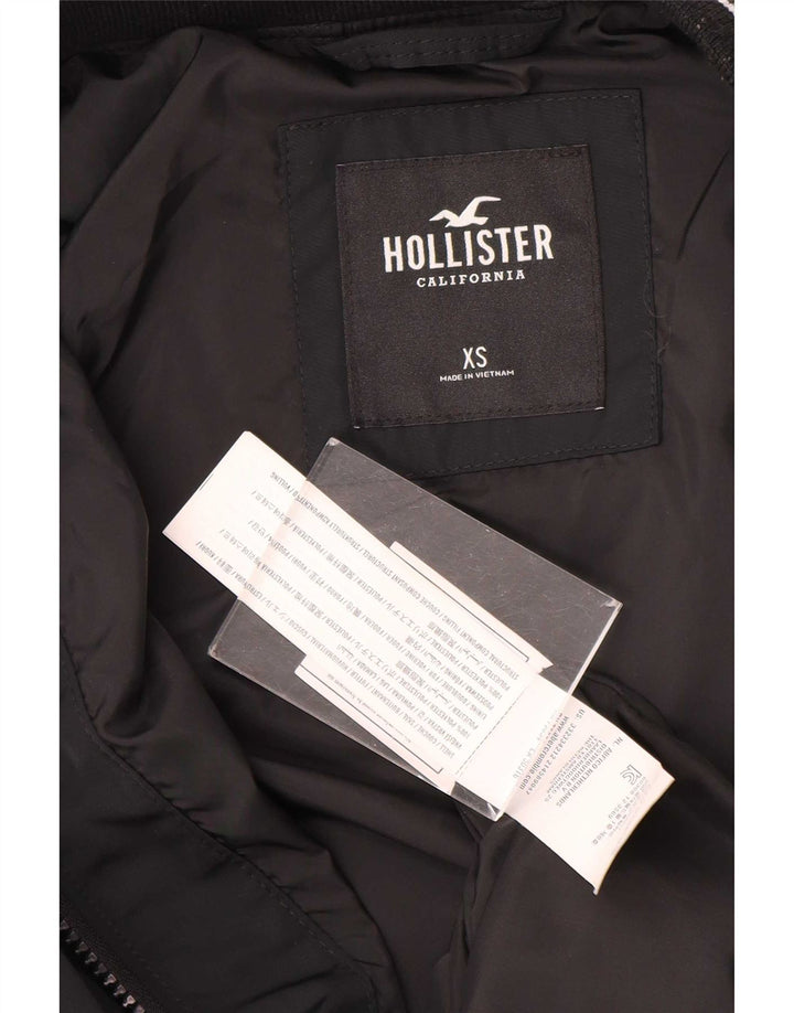 Hollister Herren Bomberjacke UK 34 XS Schwarz gestreiftes Polyester