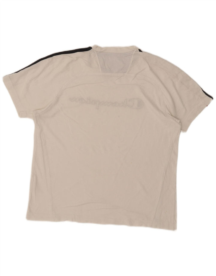 Champion Herren Grafik-T-Shirt-Oberteil aus mittelweißer Colourblock-Baumwolle