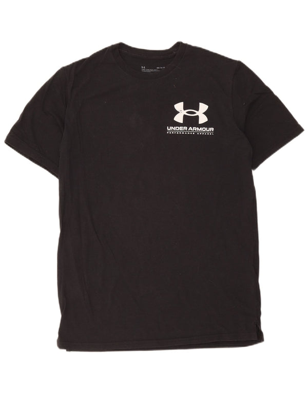 Under Armour Herren Heat Gear Graphic T-Shirt Top aus mittelschwarzer Baumwolle