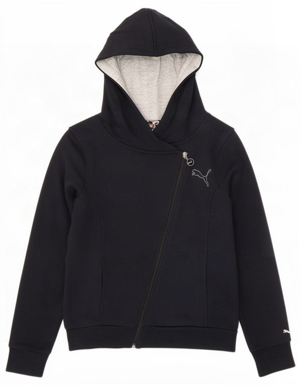 Puma Damen Zip Hoodie Pullover UK 12 Medium Schwarz Baumwolle