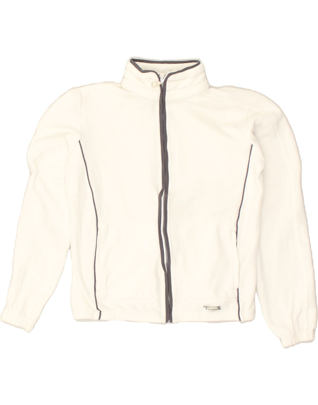 CHAMPION Womens Fleece Jacket UK 12 Medium White Polyester | Vintage Champion | Thrift | Second-Hand Champion | Used Clothing | Messina Hembry 