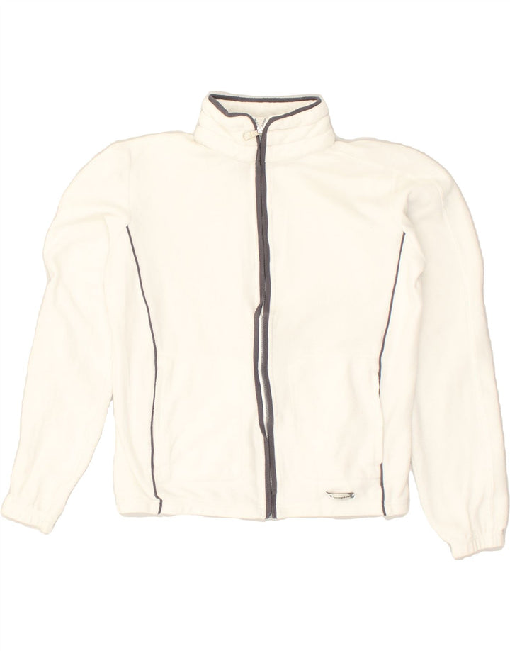 CHAMPION Womens Fleece Jacket UK 12 Medium White Polyester | Vintage Champion | Thrift | Second-Hand Champion | Used Clothing | Messina Hembry 