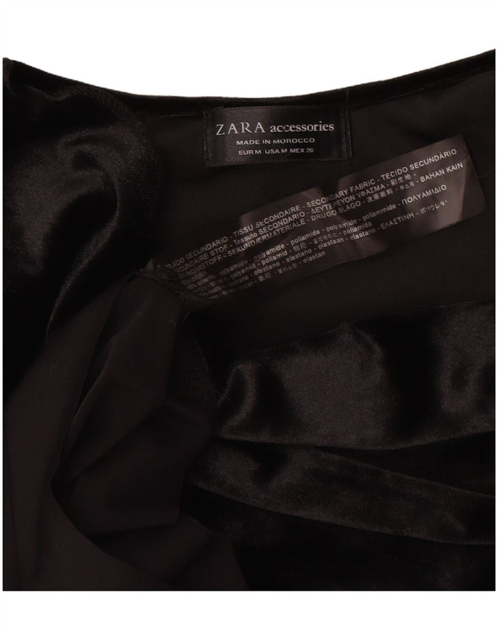 Zara Damen Velours-Body UK 14 Medium Schwarz Polyamid