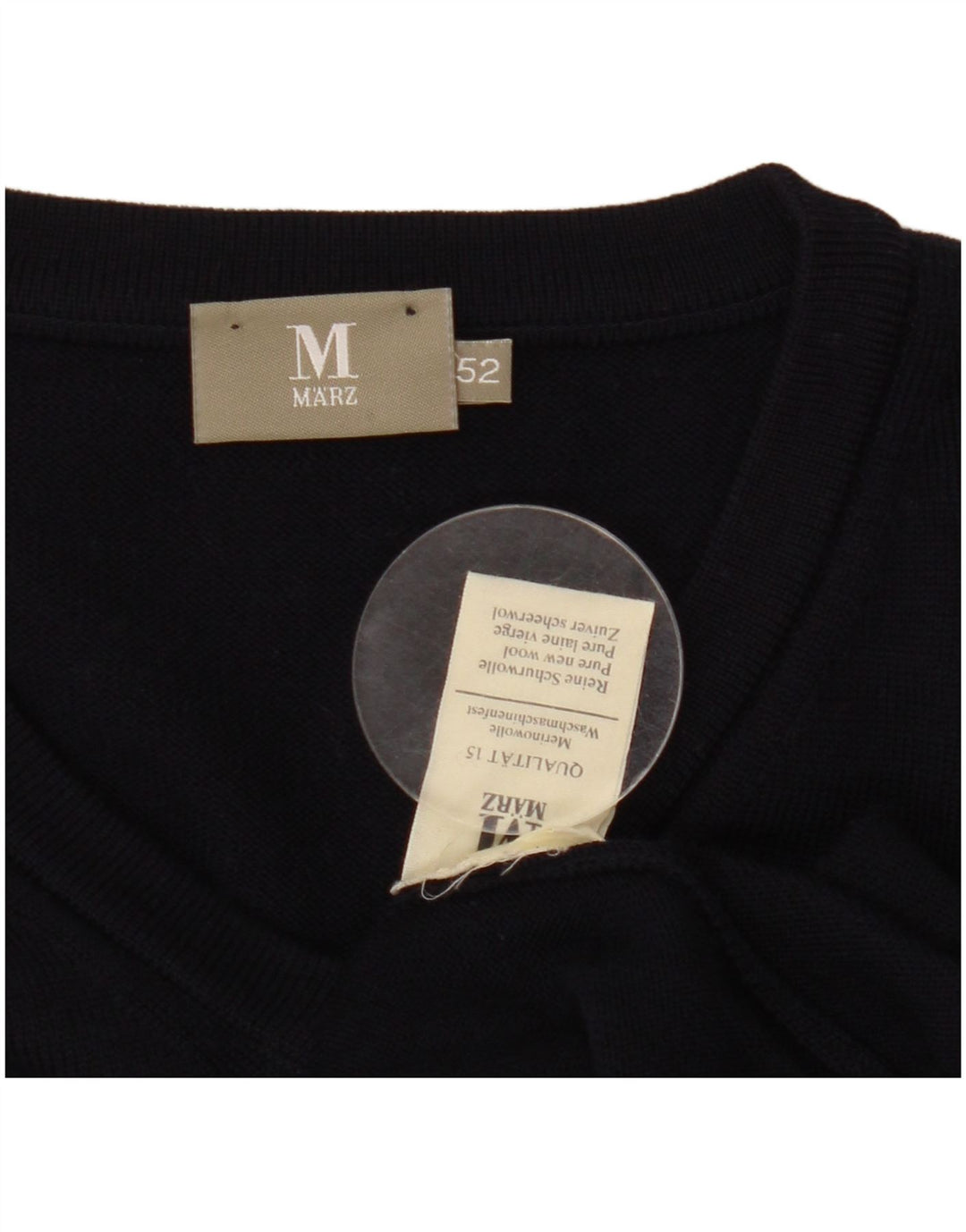 MARZ Herren-Pullover mit V-Ausschnitt, IT 52, große marineblaue Wolle