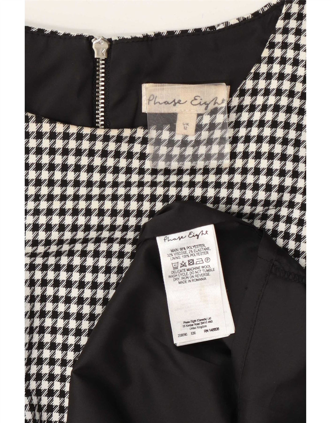 Phase Eight Damen-Etuikleid UK 12 Mittelschwarzes Hahnentritt-Polyester