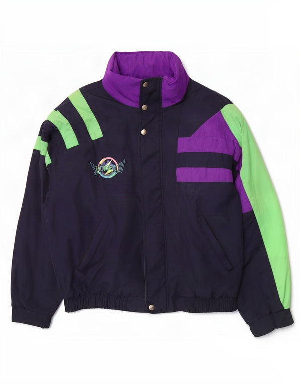 Fila Mens Hooded Ski Jacket IT 50 Large Navy Blue Colourblock Polyester
