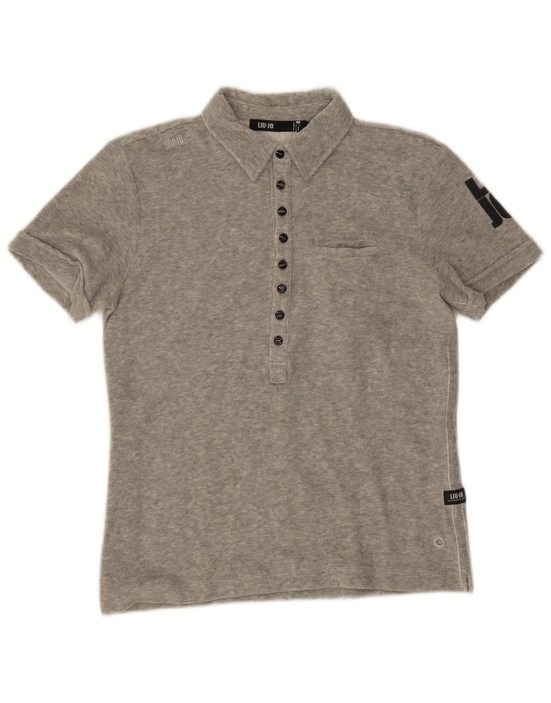 Liu Jo Herren-Poloshirt mit Grafik, IT 48, mittelgraue Baumwolle